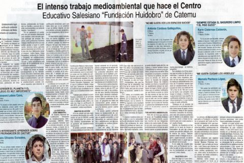 Prensa local destaca trabajo medioambiental del Centro Educativo Salesiano de Catemu
