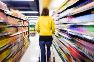 shopping at the supermarket,motion blur